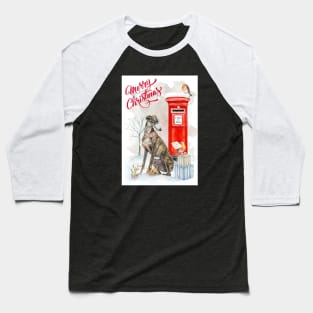 Greyhound Merry Christmas Santa Dog Baseball T-Shirt